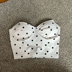 White polka dot bustier crop top size small